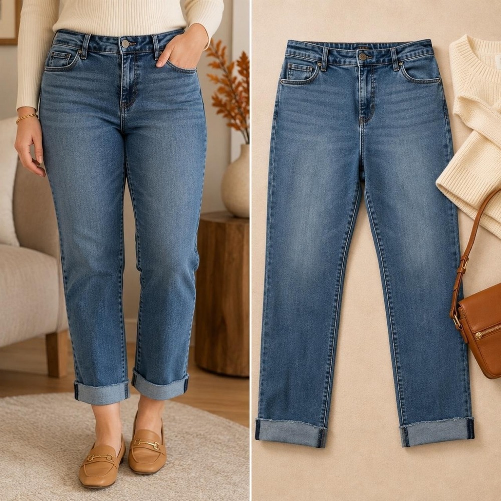 KUT from the Kloth Catherine 14 High Rise Ankle Straight Cuffed Jeans Casual